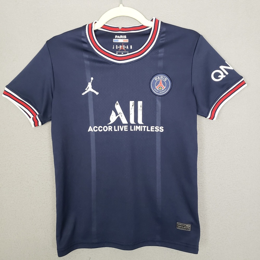 Paris Saint Germain PSG Home Soccer Football Jersey Blue Messi Jordan Collab
